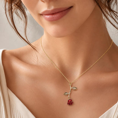 Rose Gold Necklace for Women – Dainty Flower Pendant Necklace, Gold Necklace for Women Jewelry, Minimalist Aesthetic Cute Necklace Gift for Girlfriend Wife Mom